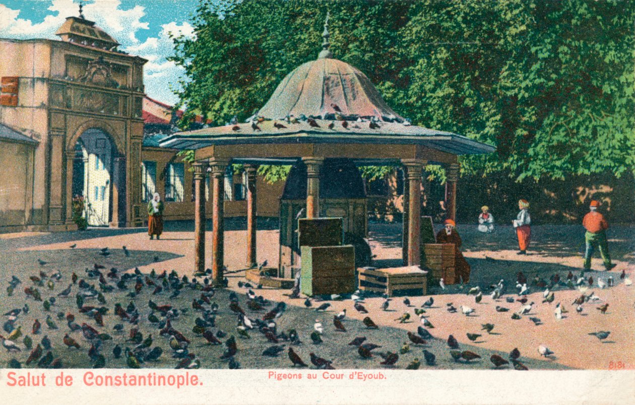 Salut de Constantinople - Duer ved domstolen i Eyoub, ca 1900 av Unbekannt