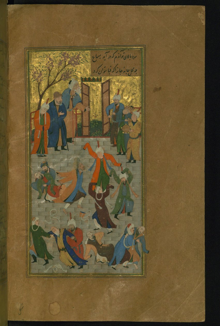 Sama-seremoni. Miniatyr fra et manuskript av Divan of Hafez, 1512 av Unbekannt