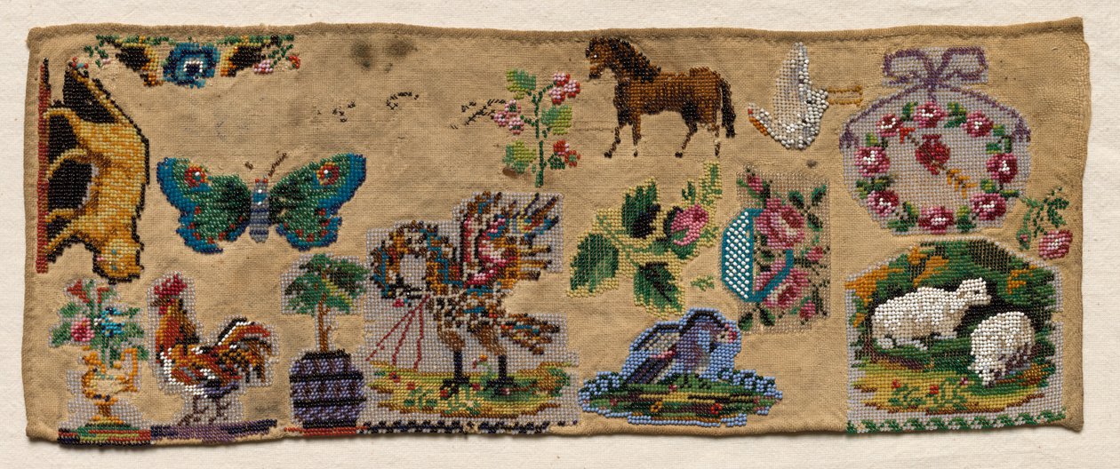 Sampler-fragment, 1800-tallet. av Unbekannt