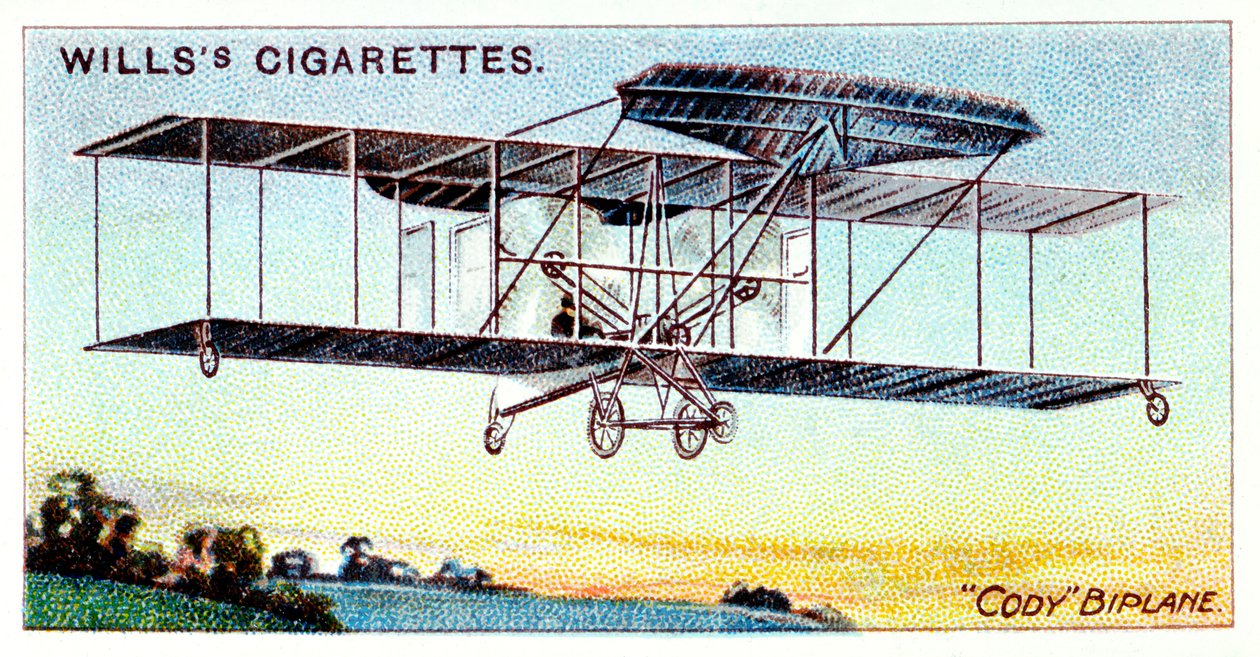 Samuel Franklin Cody , amerikanskfødt britisk flyger, flyr Cody Biplane c1909 av Unbekannt