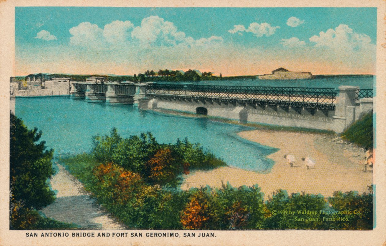 San Antonio Bridge og Fort Geronimo, San Juan, 1909 av Unbekannt
