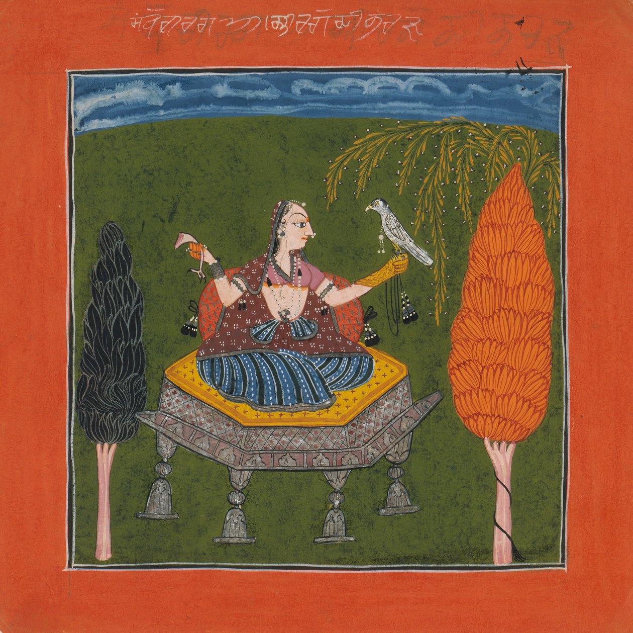 Sanveri Ragini, Side fra en Ragamala Series Garland of Musical Modes, ca. 1700-1710. av Unbekannt