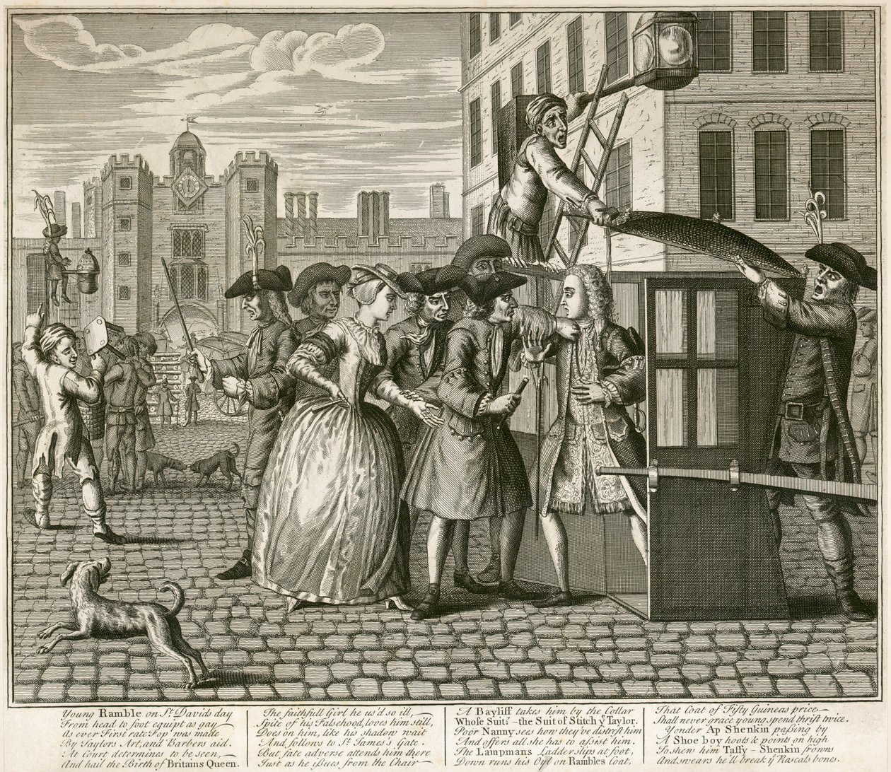 Satirisk trykk som viser St James Palace, London, 1740 av Unbekannt