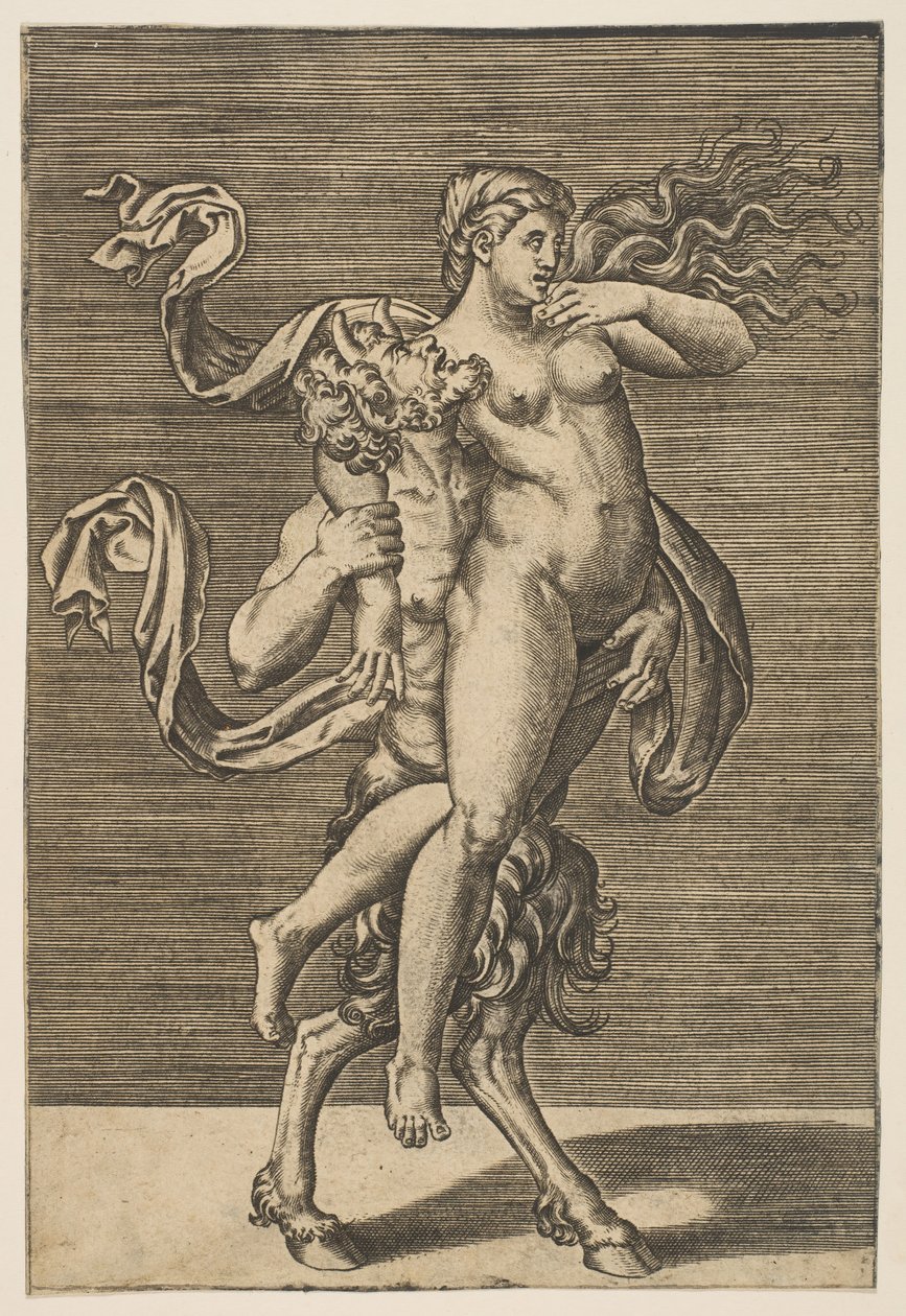 Satyr bærer en nymfe som begrenser høyre arm, ca. 1515-1600. av Unbekannt