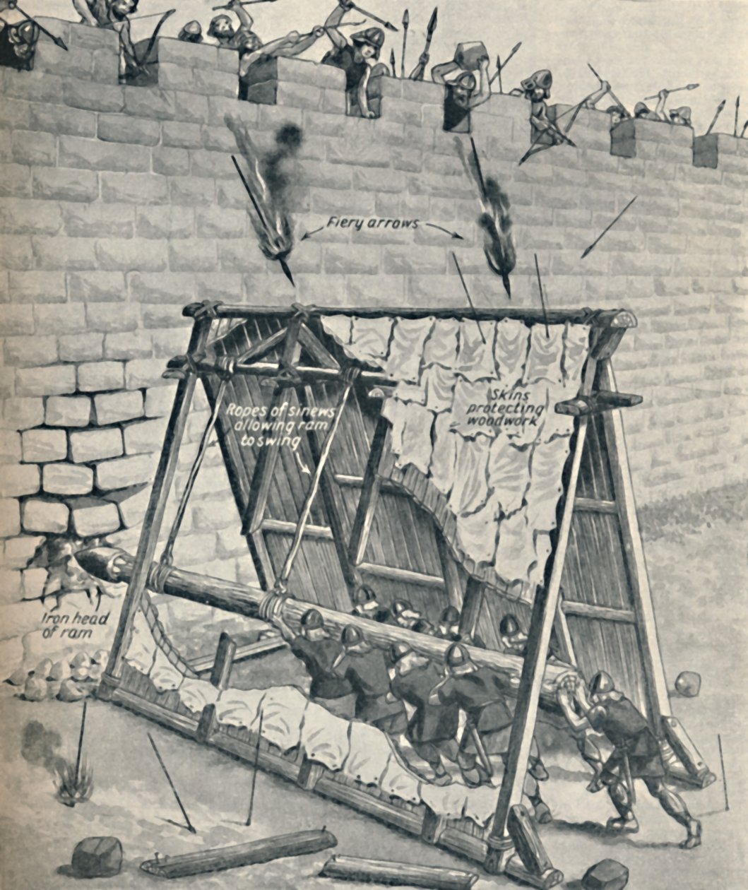 Saksere slår ned en bymur, c1934 av Unbekannt