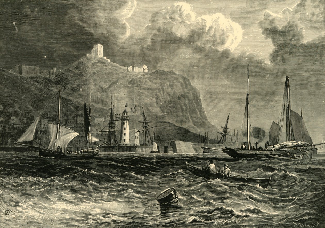 Scarborough Castle, fra havet, 1898. av Unbekannt