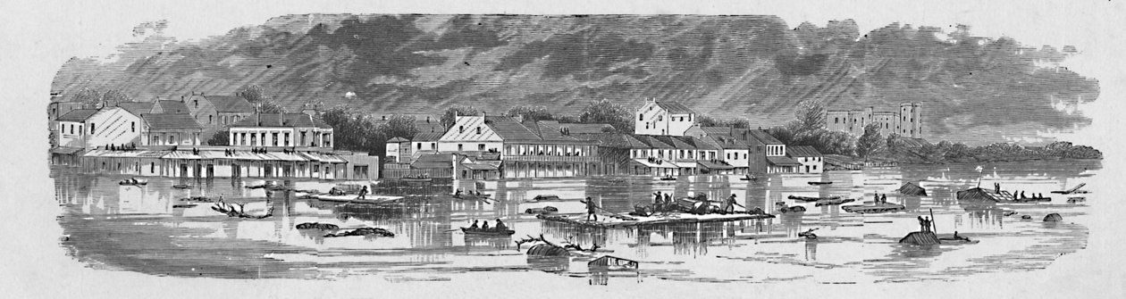 Scene ved Baton Rouge under flommene i 1874, 1883 av Unbekannt