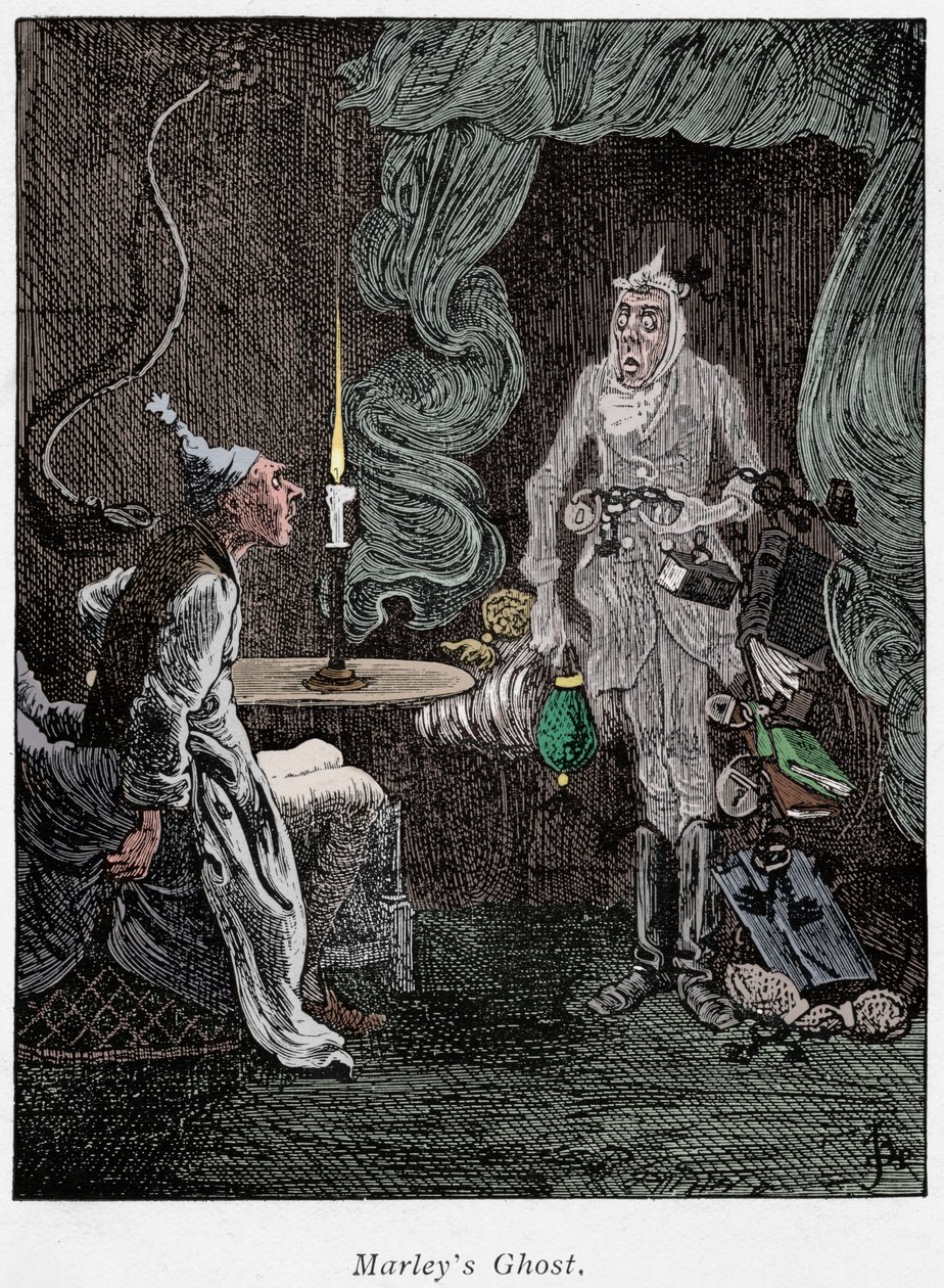 Scene fra A Christmas Carol av Charles Dickens, 1843 av Unbekannt