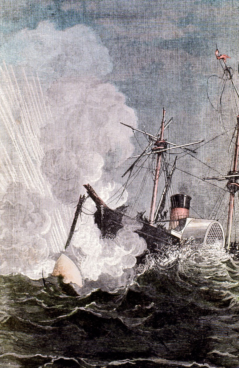 Scene fra Jules Vernes Fra jorden til månen, 1865 av Unbekannt
