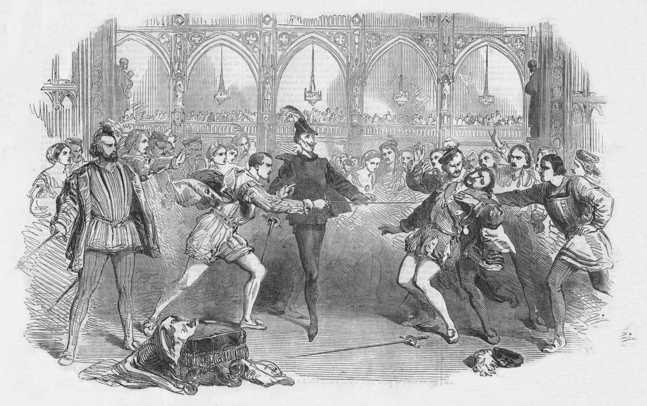 Scene fra Spohrs Faust, ved Royal Italian Opera, 1852. av Unbekannt