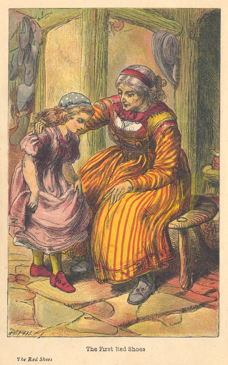 Scene fra De røde skoene av Hans Christian Andersen, c1879 av Unbekannt