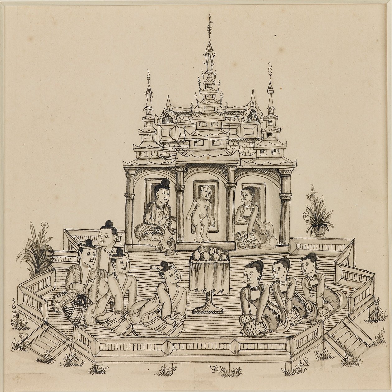Scene fra Vessantara Jataka, c1880 av Unbekannt