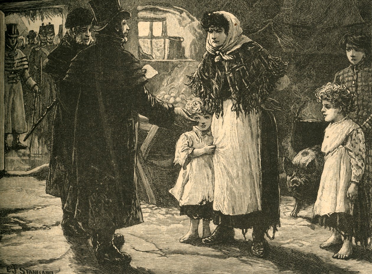 Scene i Irland: besøk av tiendeproktøren, tidlig på 1830-tallet c1890. av Unbekannt
