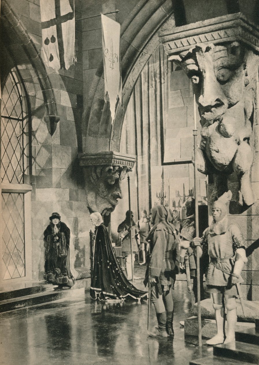 Scene i palasset til Louis XI. Fra filmen: The Beloved Rogue. Innstillinger av William Cameron Me av Unbekannt