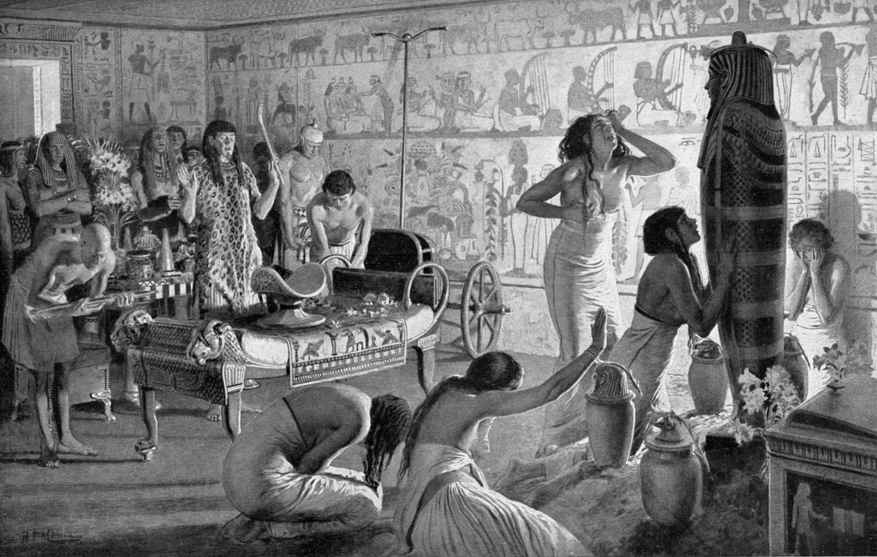 Sorgscene ved begravelsetemplet til Tutankhamon, Egypt, 1325 f.Kr. 1933-1934 av Unbekannt