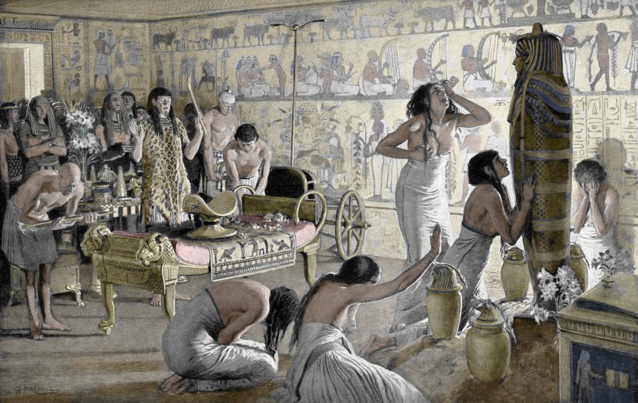 Sorgscene ved begravelsetemplet til Tutankhamon, Egypt, 1325 f.Kr. 1933-1934 av Unbekannt