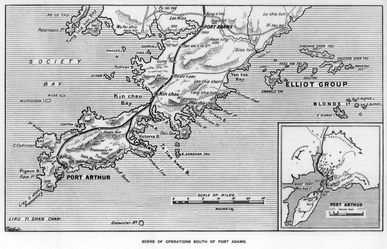 Operasjonsscene sør for Port Adams, Manchuria, den russisk-japanske krigen, 1905 av Unbekannt
