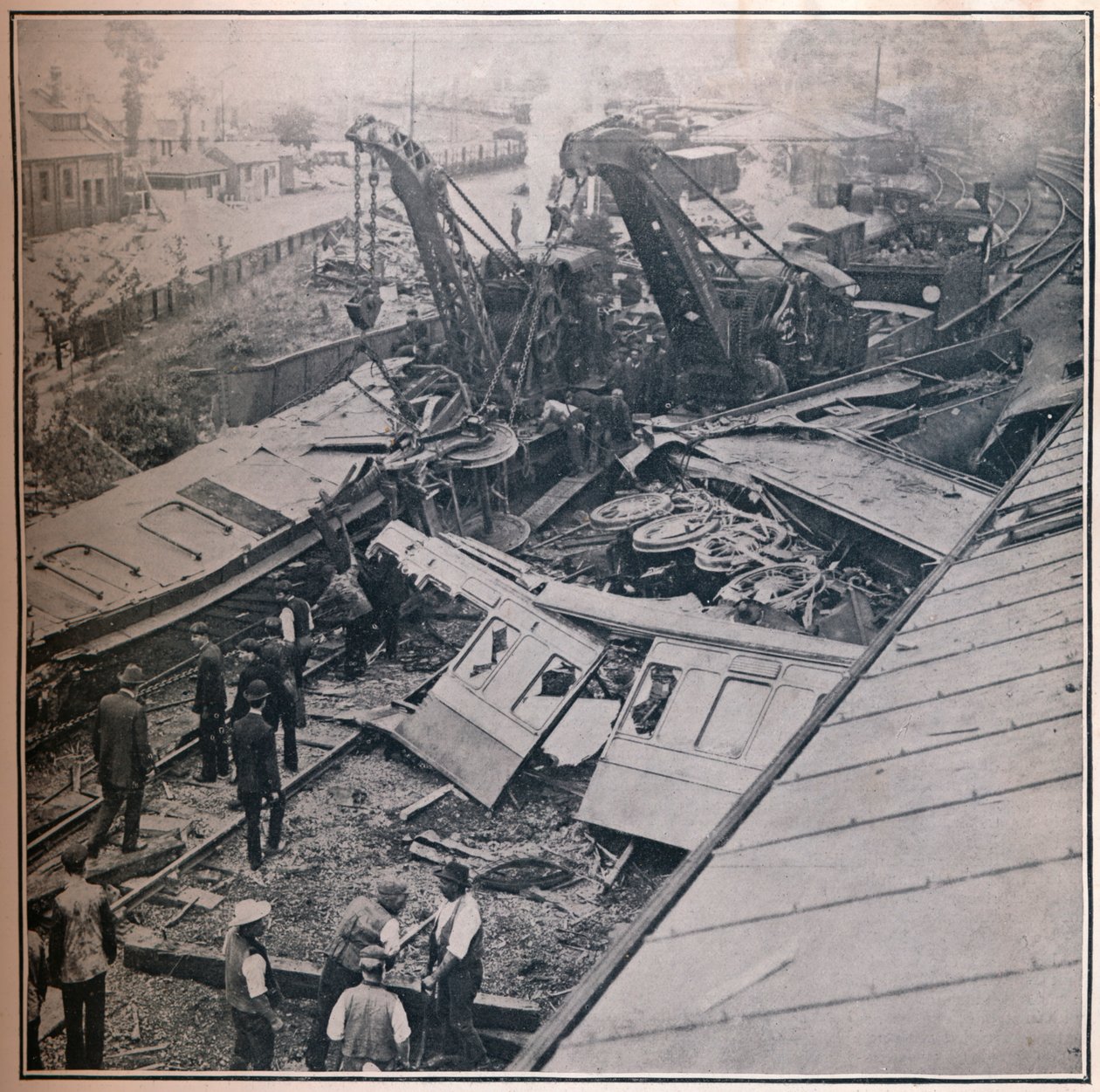 Scene for den forferdelige jernbanekatastrofen i Salisbury, 1906 av Unbekannt