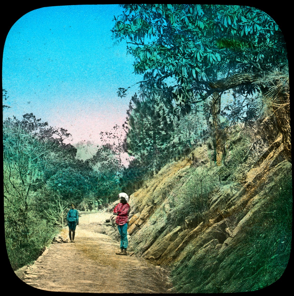 Scene på en vei, Murree, India, slutten av 1800- eller begynnelsen av 1900-tallet av Unbekannt