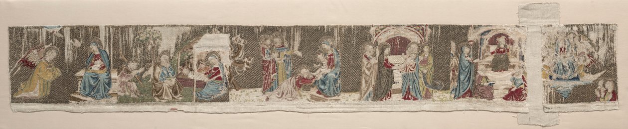 Scener av Jomfruens liv, fra et brodert alter foran, 1330- eller 1340-tallet. av Unbekannt