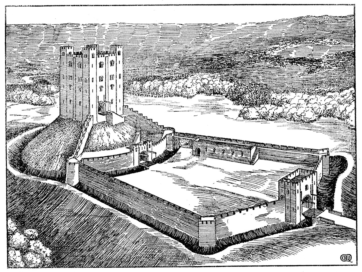 Opplegg av et normannisk slott basert på Castle Hedingham, Essex, England av Unbekannt