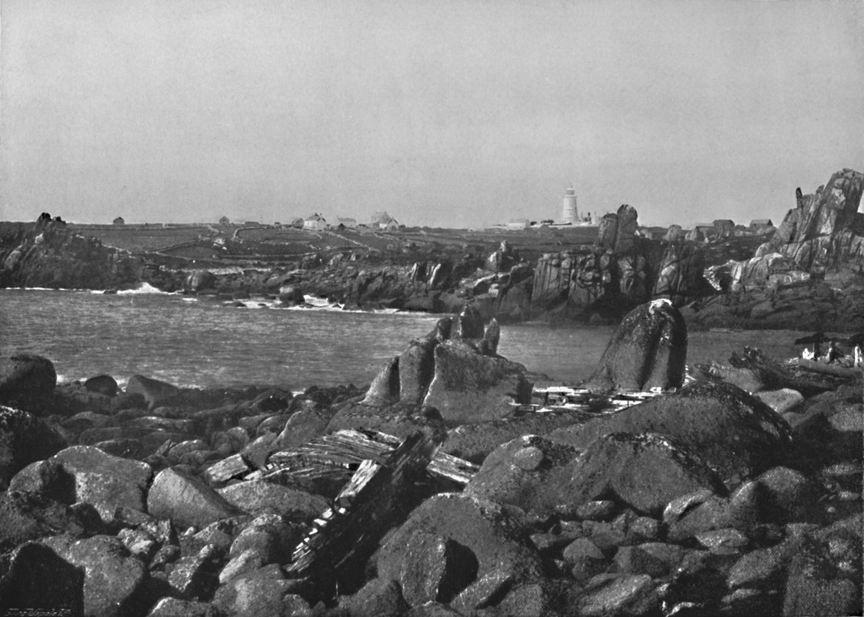 Scilly Islands - the Cove and Lighthouse, St. Agnes, 1895 av Unbekannt