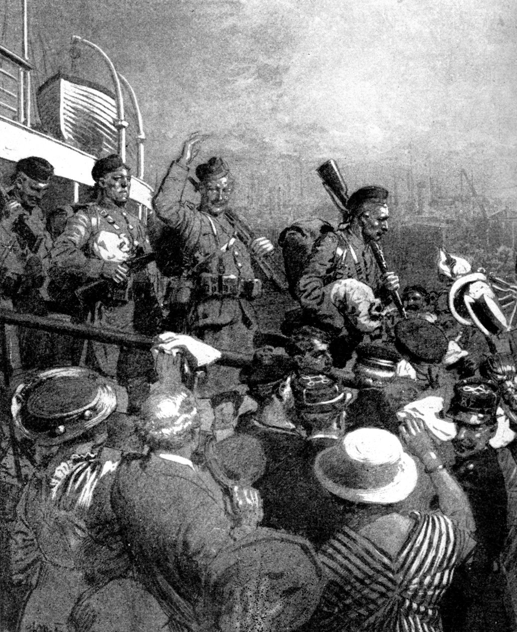 Skotske høylandere fra den britiske ekspedisjonsstyrken i Boulogne, Frankrike, første verdenskrig, 1914 av Unbekannt