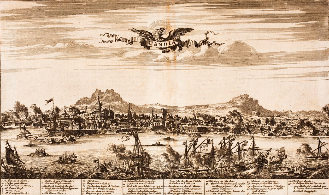 Seabattle under beleiringen av Candia Fra: Scene of War, 1675. av Unbekannt