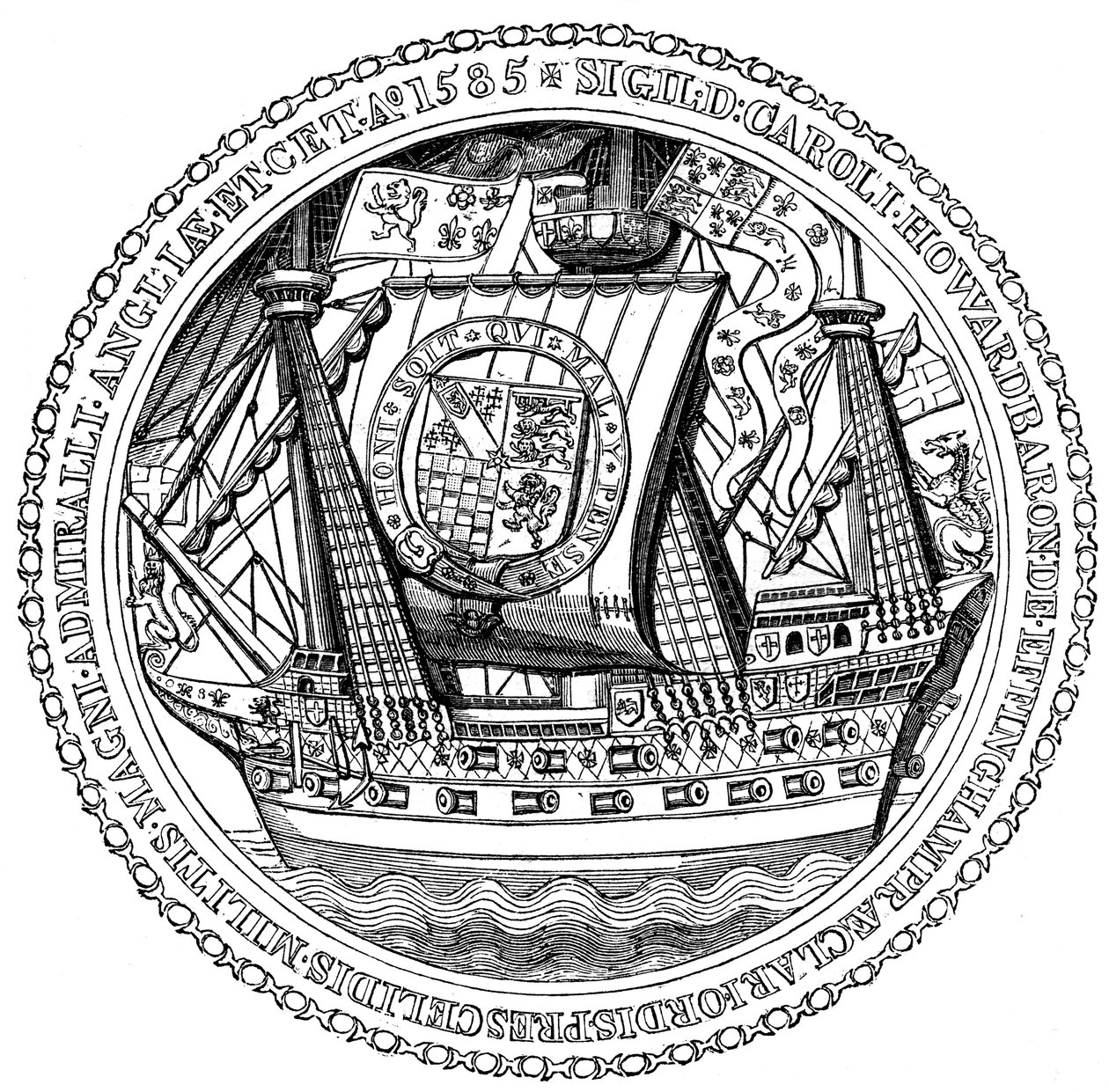 Segl og autograf av Lord High Admiral, Charles, Lord Howard av Nottingham, 1585 av Unbekannt