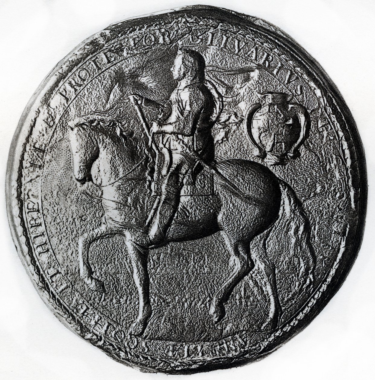 Protektoratets segl med Oliver Cromwell til hest, 1600-tallet, 1899 av Unbekannt