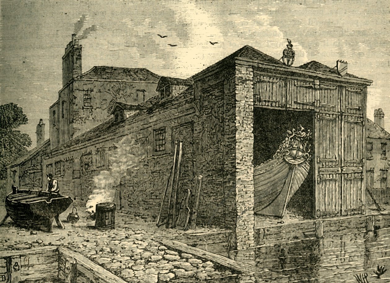 Searles Boat-Yard i 1830, c1878. av Unbekannt