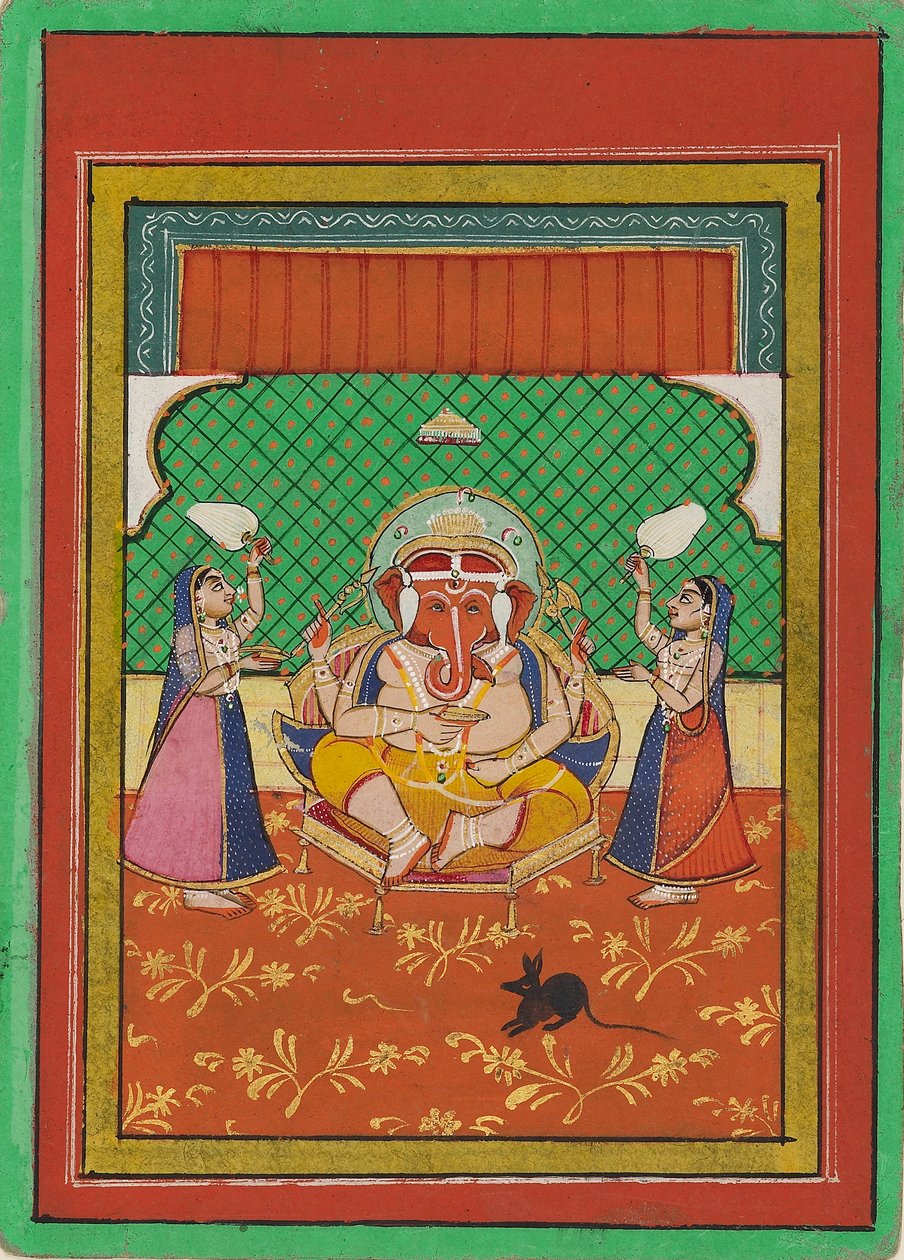 Sittende Ganesha med ledsagere, tidlig på 1900-tallet av Unbekannt
