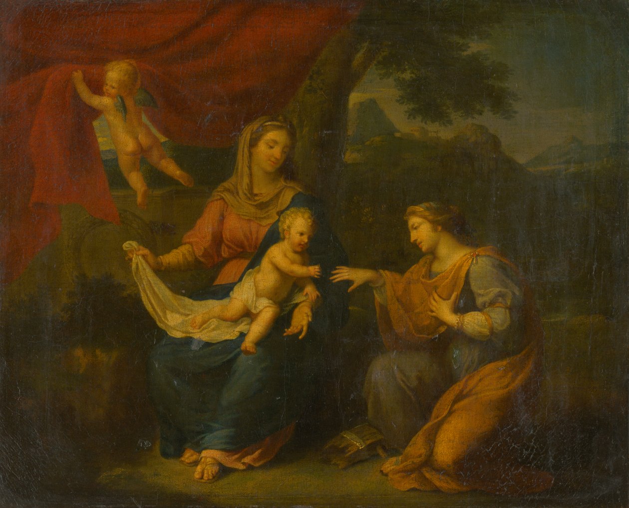Sittende Madonna med St. Catherine av Unbekannt