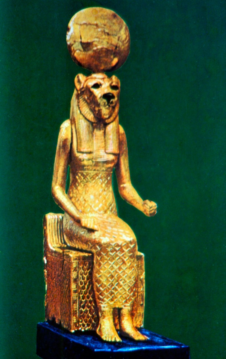 Sittende statuett av den gamle egyptiske gudinnen Sekhmet, 1500-1200-tallet f.Kr. av Unbekannt
