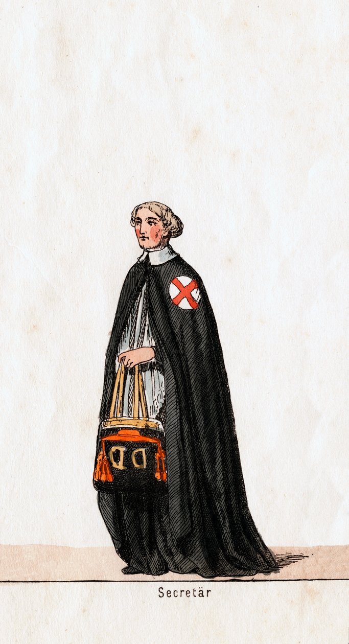 Sekretær, kostymedesign for Shakespeares skuespill, Henry VIII, 1800-tallet av Unbekannt