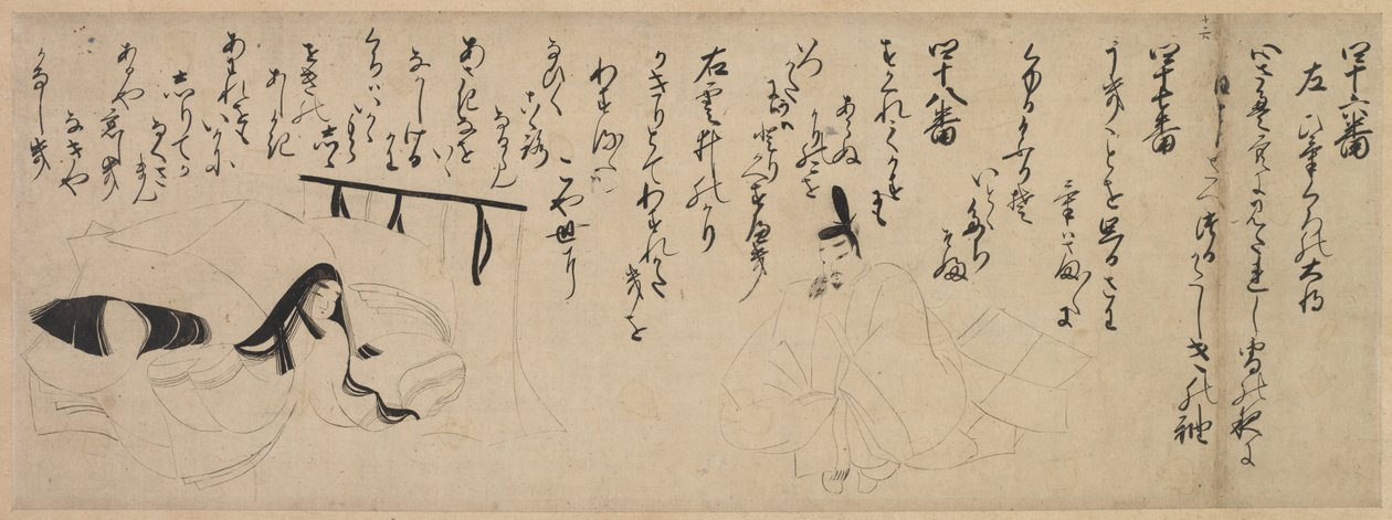 Del fra Tale of Genji Handscroll, 1400-tallet. av Unbekannt
