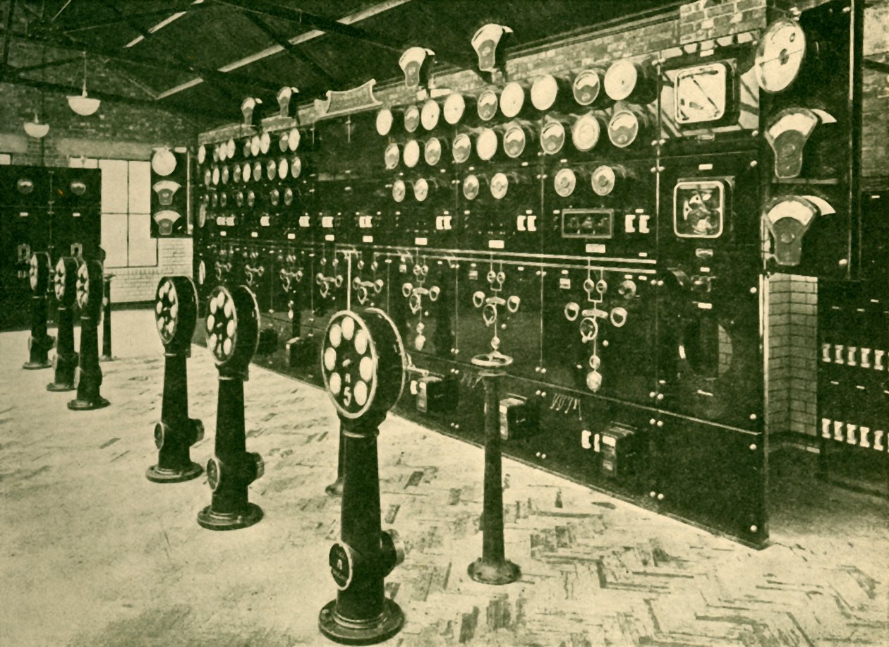 Seksjon av sentralbord i Power House, Metropolitan Railway, 1930. av Unbekannt