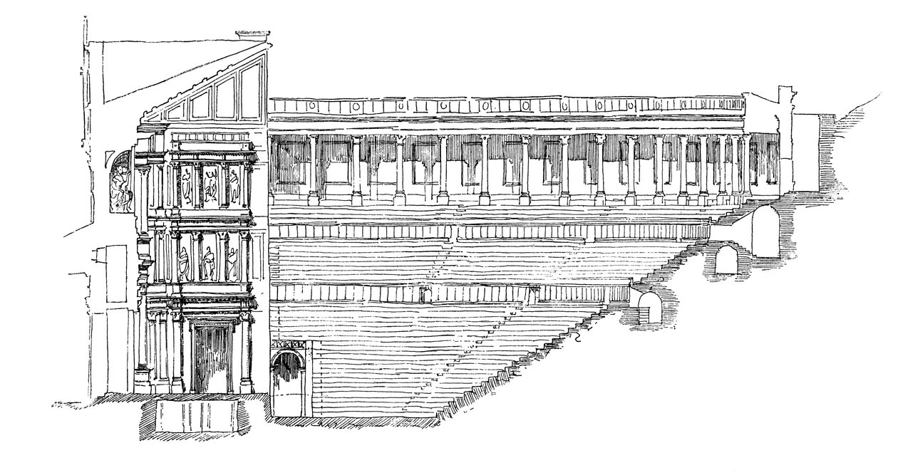 Seksjon av Gallo Roman Theatre i Orange, Provence, Frankrike, 1895 av Unbekannt