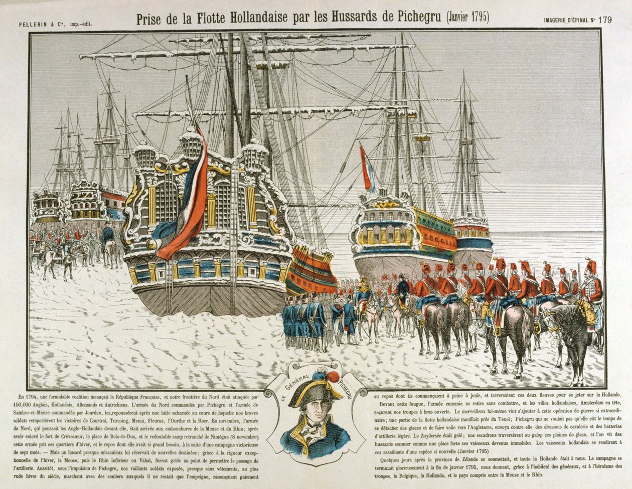 Beslagleggelse av den nederlandske flåten av troppene til Pichegru, januar 1795, 1800-tallet av Unbekannt