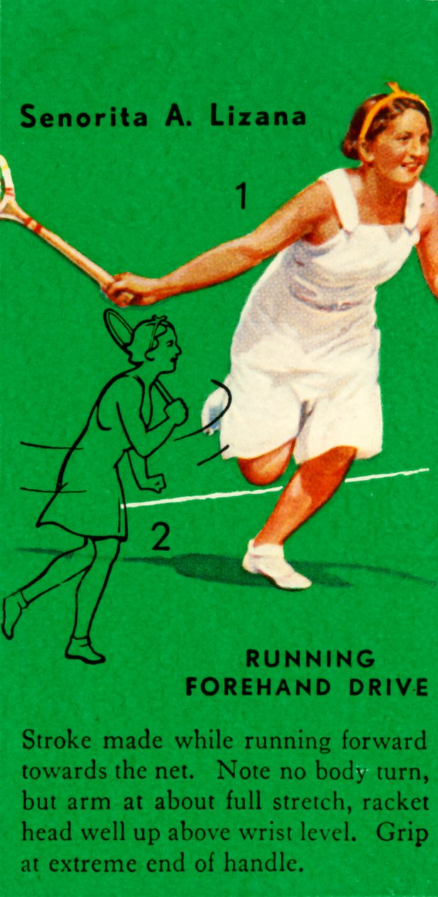 Senorita A. Lizana - Running Forehand Drive, c1935. av Unbekannt