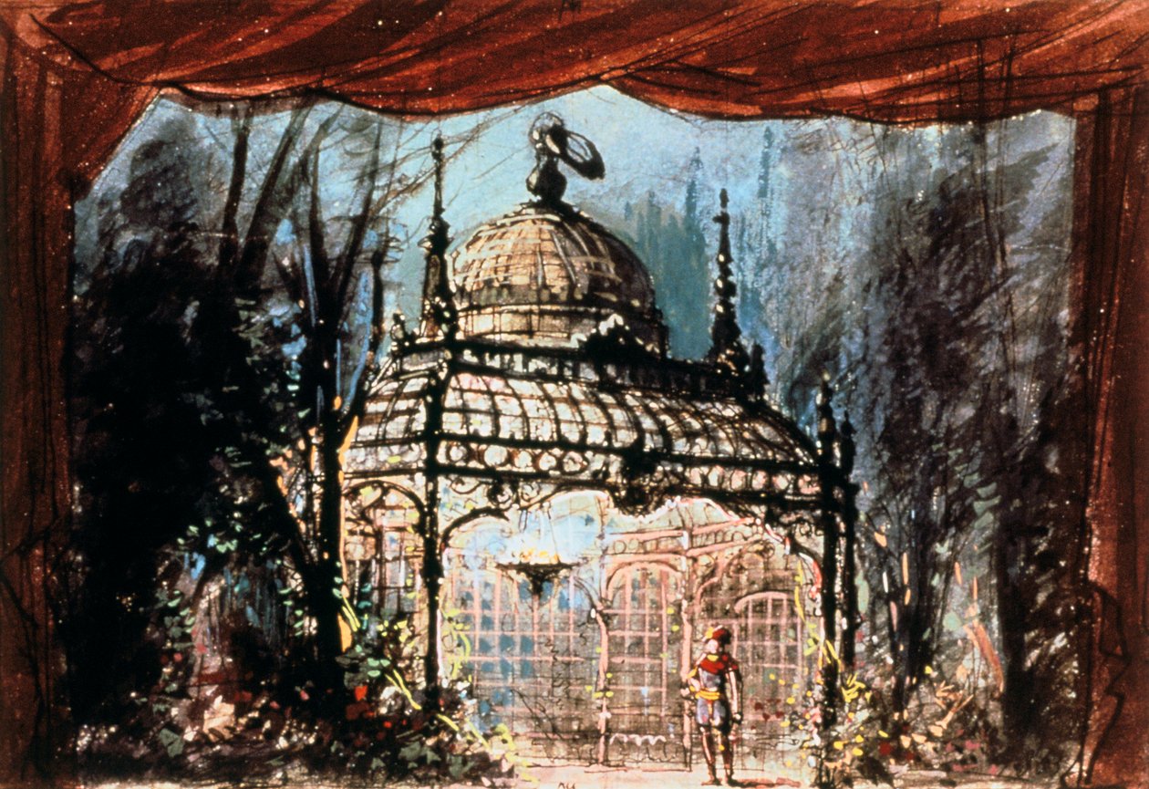 Scenografi for Mozarts Tryllefløyten, 1863 av Unbekannt