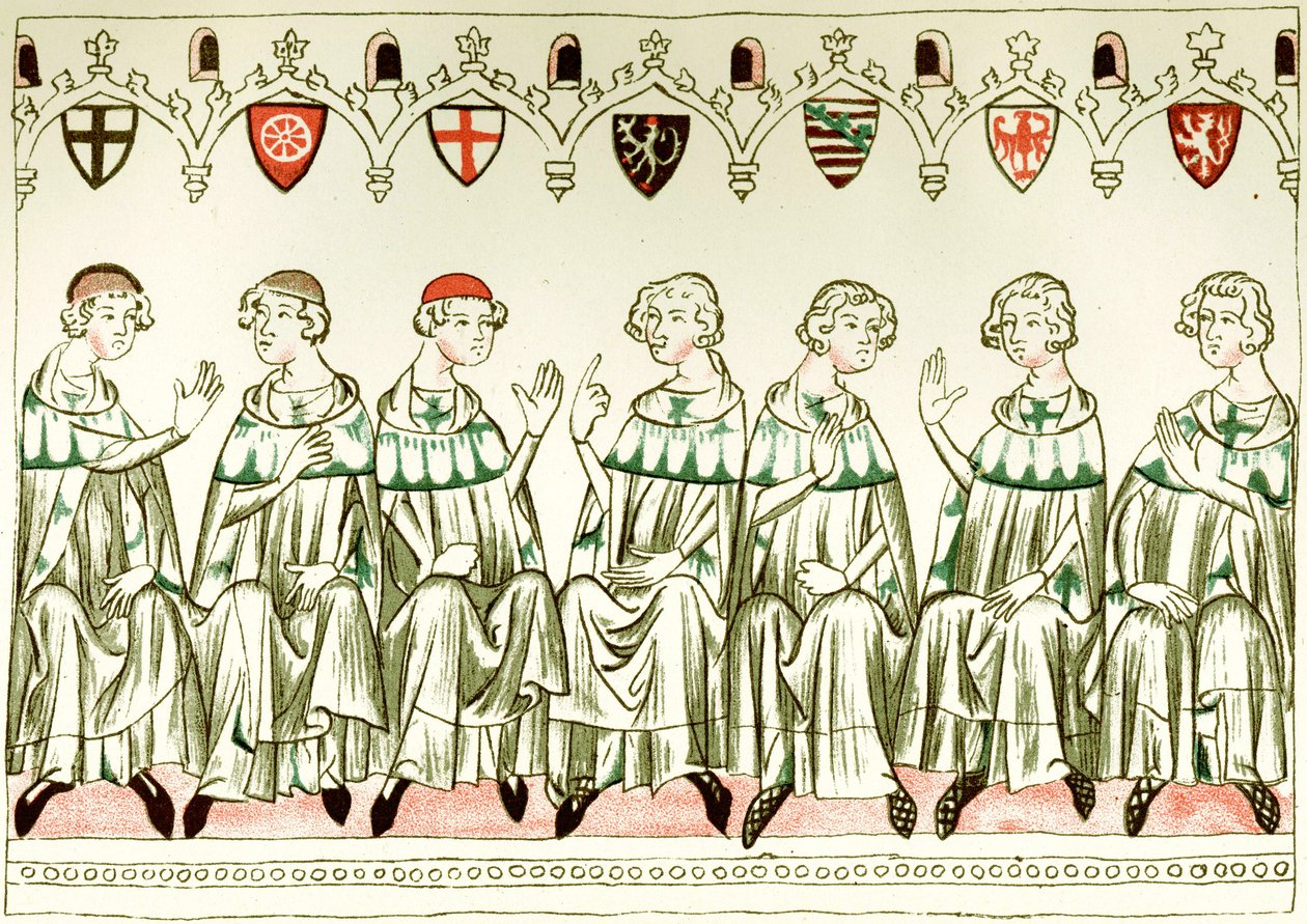 Syv prinsvalgte stemmer for Henry VII, den hellige romerske keiseren Kopi av en miniatyr fra Balduineum, 1341 av Unbekannt