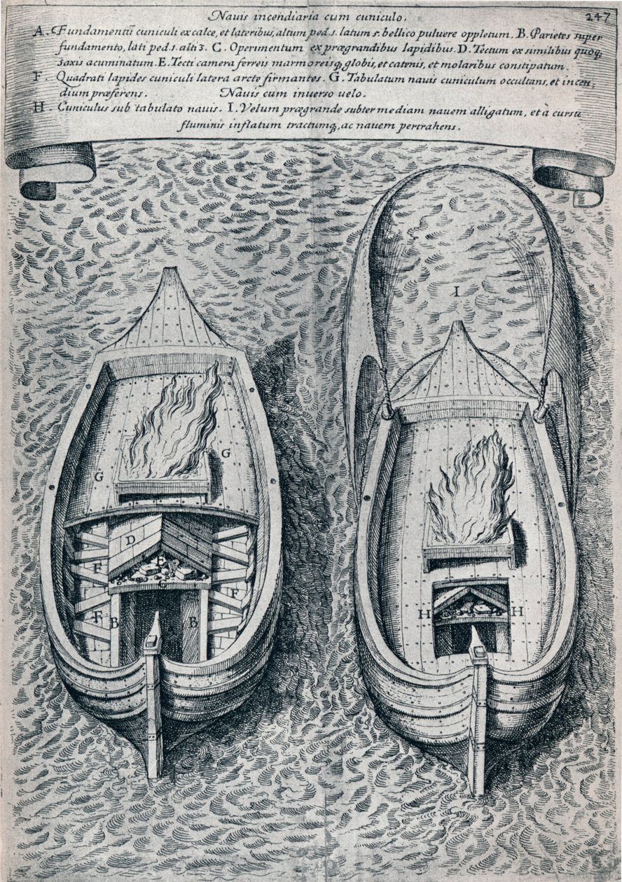 Fireship fra det syttende århundre, c1660 av Unbekannt