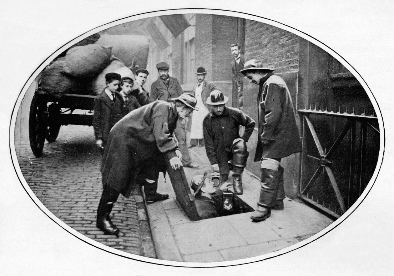 Kloakkmenn som går nedenfor, London, c1903 1903 av Unbekannt