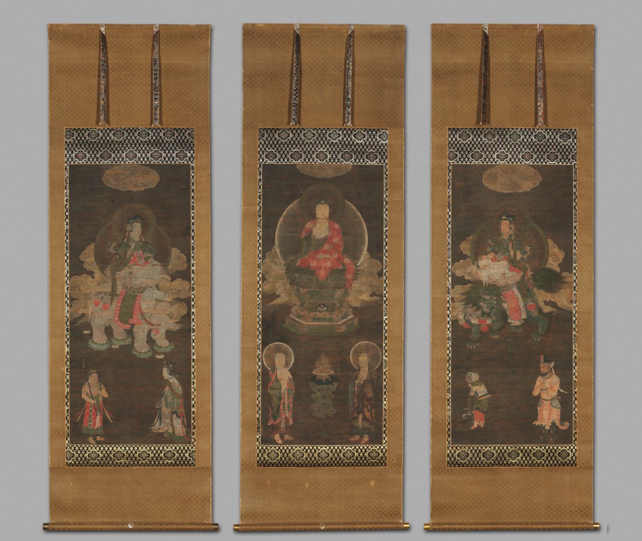 Shakyamuni Triad: Buddha deltatt av Manjushri og Samantabhadra, sent på 1300-tallet. av Unbekannt