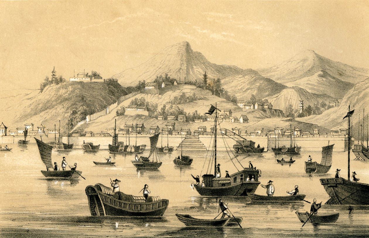 Shanghai, en av de fem havnene åpnet av den sene traktaten for britisk handel, 1847 av Unbekannt