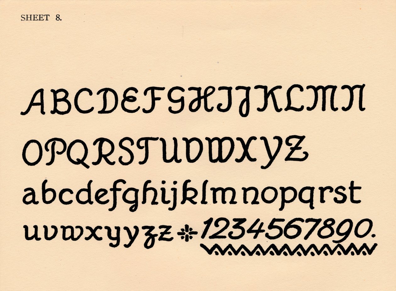 Ark 8, fra en portefølje av alfabeter, 1929 av Unbekannt