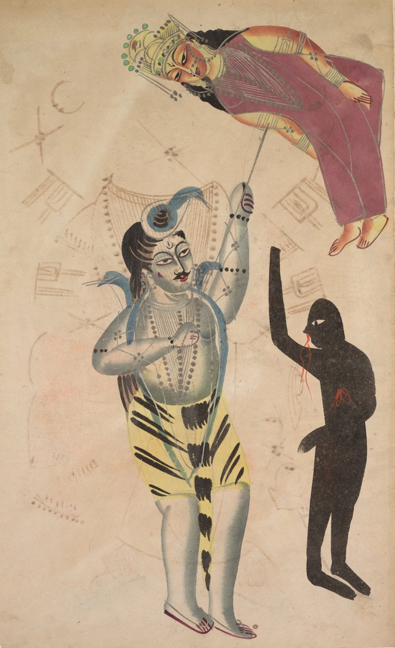 Shiva bærer opp kroppen til hans Sati, 1800-tallet. av Unbekannt