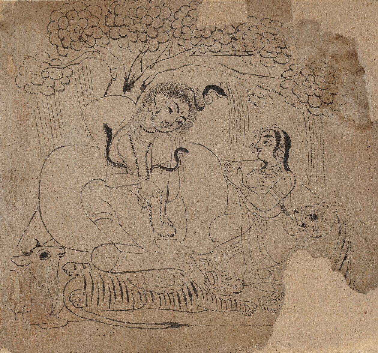 Shiva og Parvati, 1800-tallet. av Unbekannt