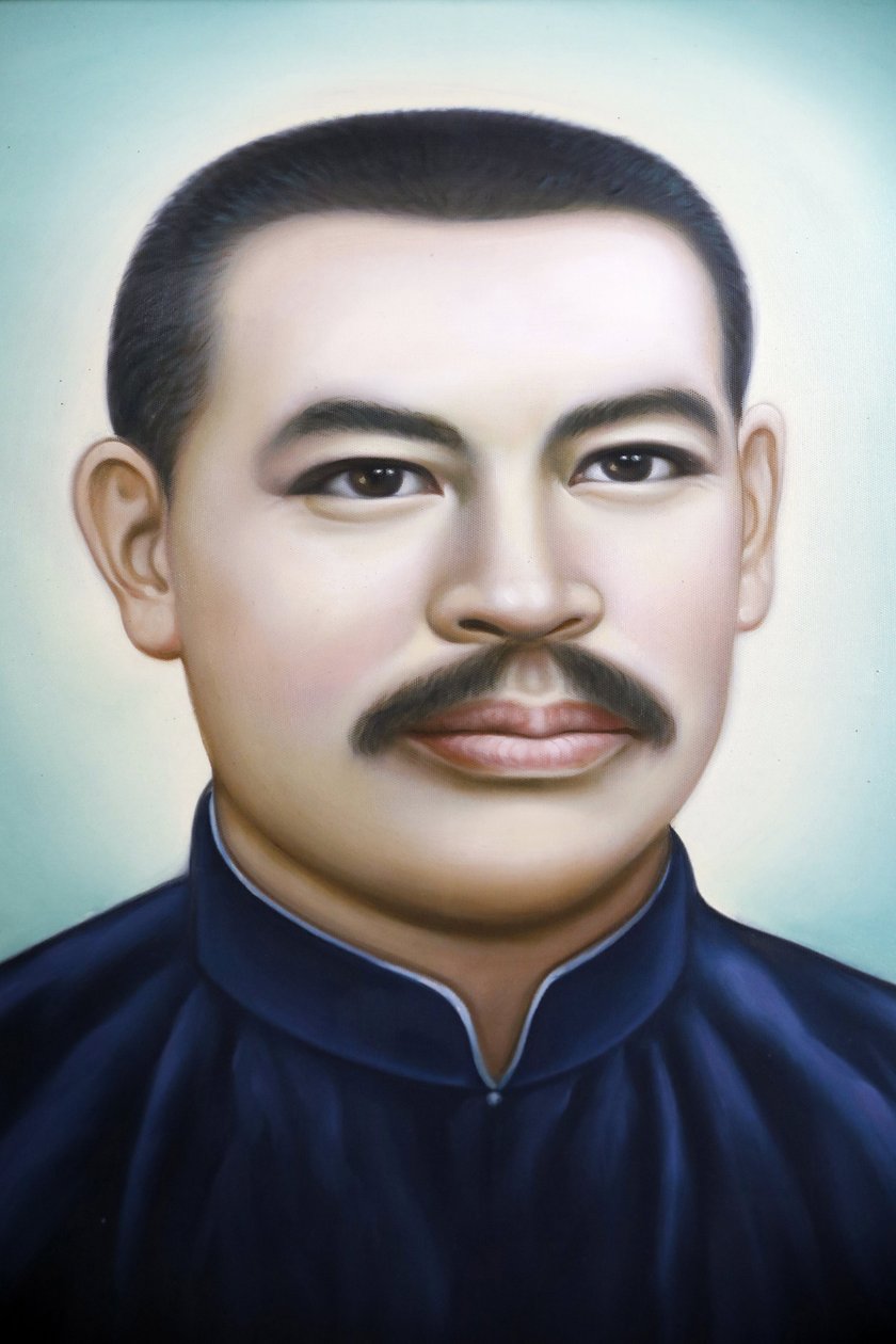 Butikk som selger religiøse kristne gjenstander. Far Francois Xavier Truong Buu Diep. Portrett. Ho Chi Minh-byen. Vietnam av Unbekannt